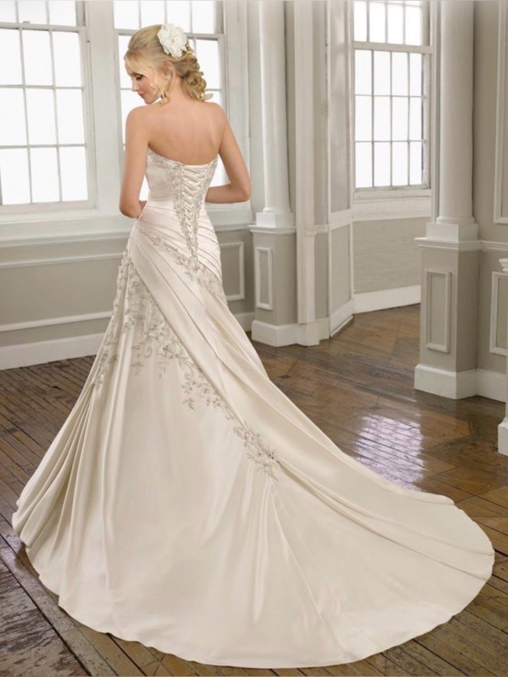 NWT Morilee 1658 Ivory Silver Strapless Beaded Lace Wedding Gown Bridal Dress 12